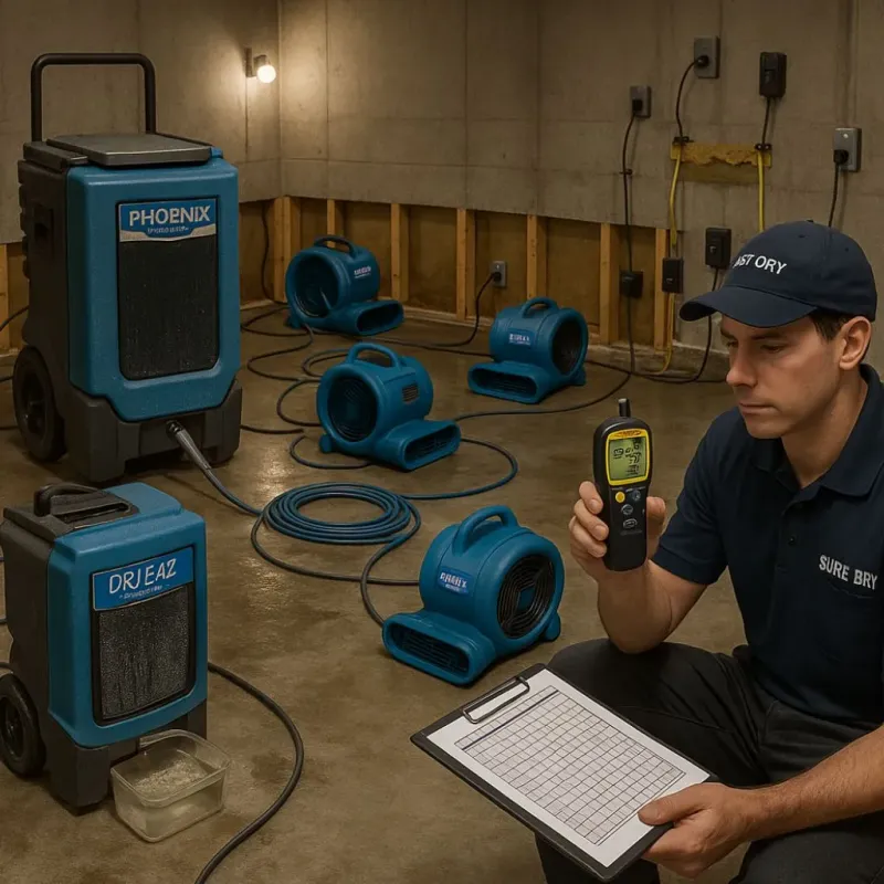 Structural Drying and Dehumidification process in Weddington, NC